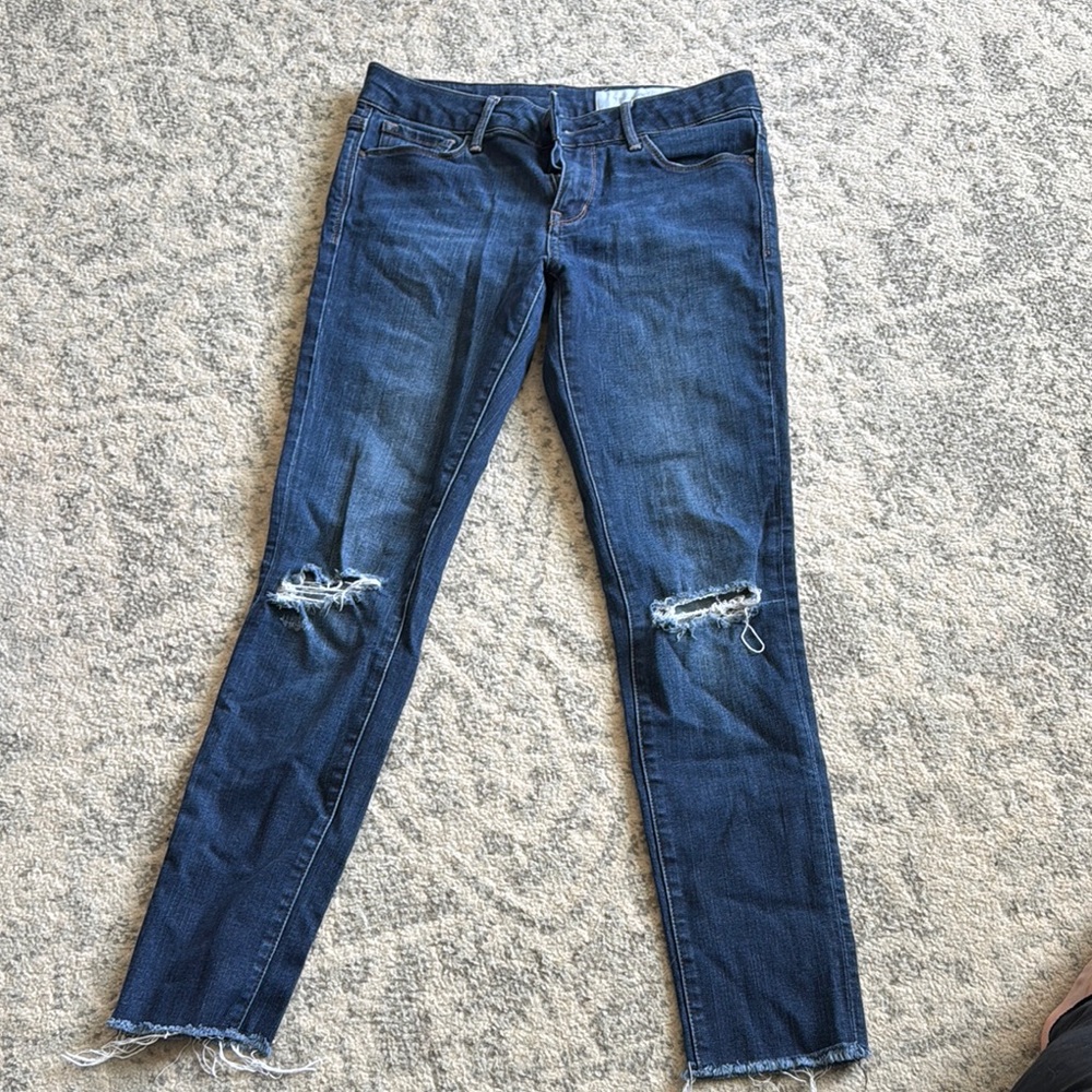 Treasure & Bond Blue Skinny Jeans with Distressed Knees